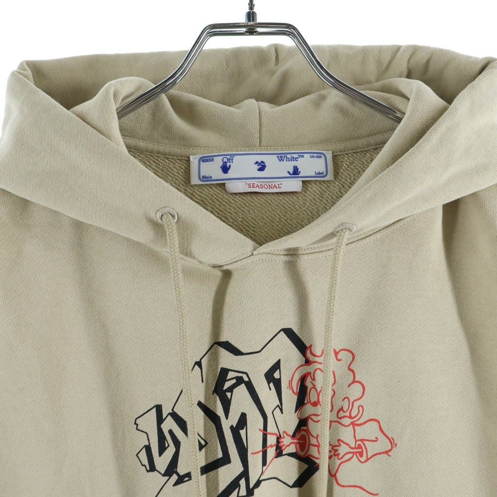OFF-WHITE(オフホワイト) 22SS GRAFFITI OUTLINE SKATE HOODIE DARK SAND グラフィティ アウトライン スケート ダークサンド プルオーバースウェットパーカー フーディー ベージュ OMBB085S22FLE010