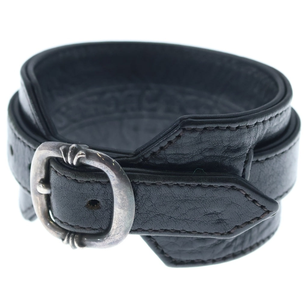 CHROME HEARTS(クロムハーツ) RR TINY BUCKLE ロックンロール タイニー バックル レザーブレスレット ブラック/シルバー