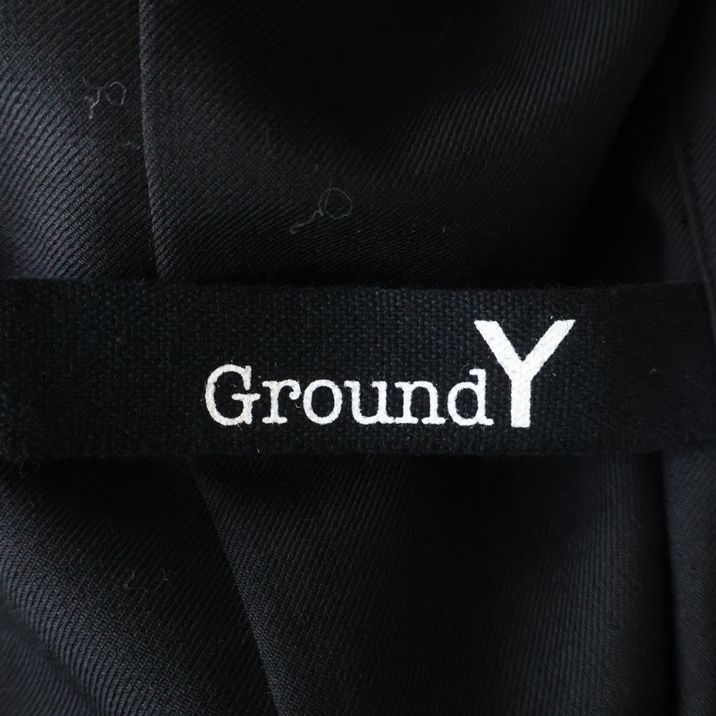 Ground Y(グラウンドワイ) 24SS WOOL POLYESTER GABARDINE LEFT FRONT DRAPED DRESS SHIRT ギャバジン レフトフロント ドレープドレス長袖シャツ レディース GS-D02-100 GS-D02-100