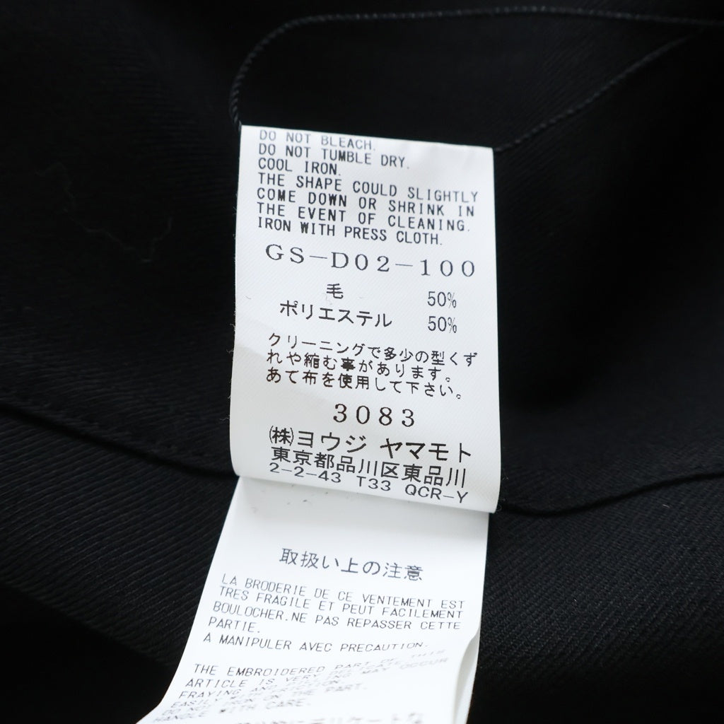 Ground Y(グラウンドワイ) 24SS WOOL POLYESTER GABARDINE LEFT FRONT DRAPED DRESS SHIRT ギャバジン レフトフロント ドレープドレス長袖シャツ レディース GS-D02-100 GS-D02-100