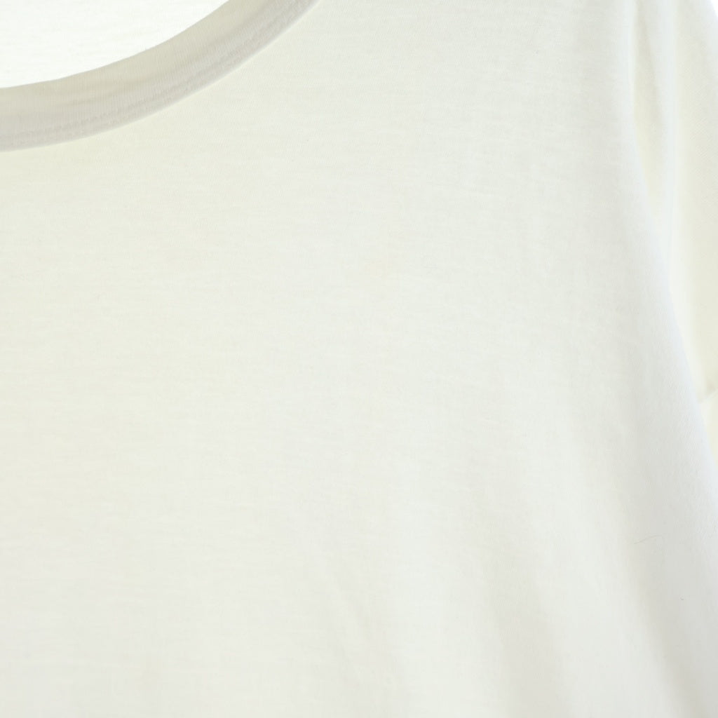 Ground Y(グラウンドワイ) 18AW ASYMMETRIC LINE CUTSEW アシンメトリカットソー ロゴプリント クルーネック長袖Tシャツ ホワイト GY-T24-040