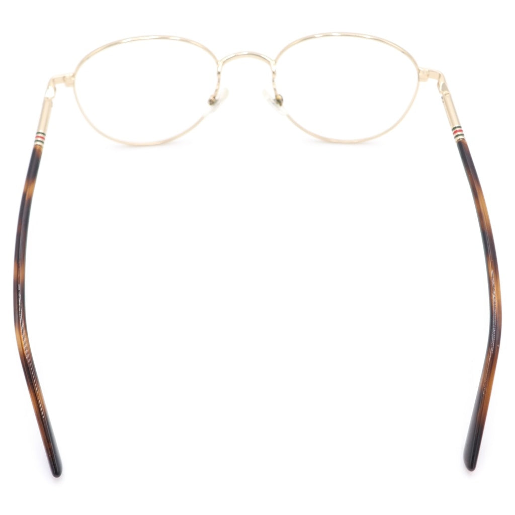 GUCCI(グッチ) ウェブストライプ ラウンドシェイプ メタルフレーム アイウェア 眼鏡 ブラウン/ゴールド GG0392O