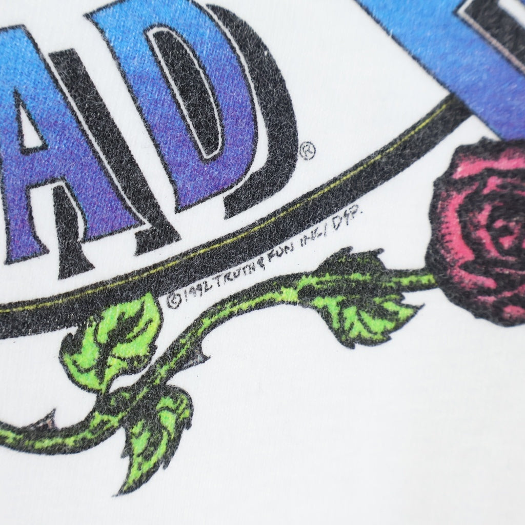 NO BRAND(ノーブランド) 90S VINTAGE GRATEFUL DEAD ヴィンテージ グレイトフルデッド Steal Your Face 両面プリント クルーネック半袖Tシャツ カットソー ホワイト