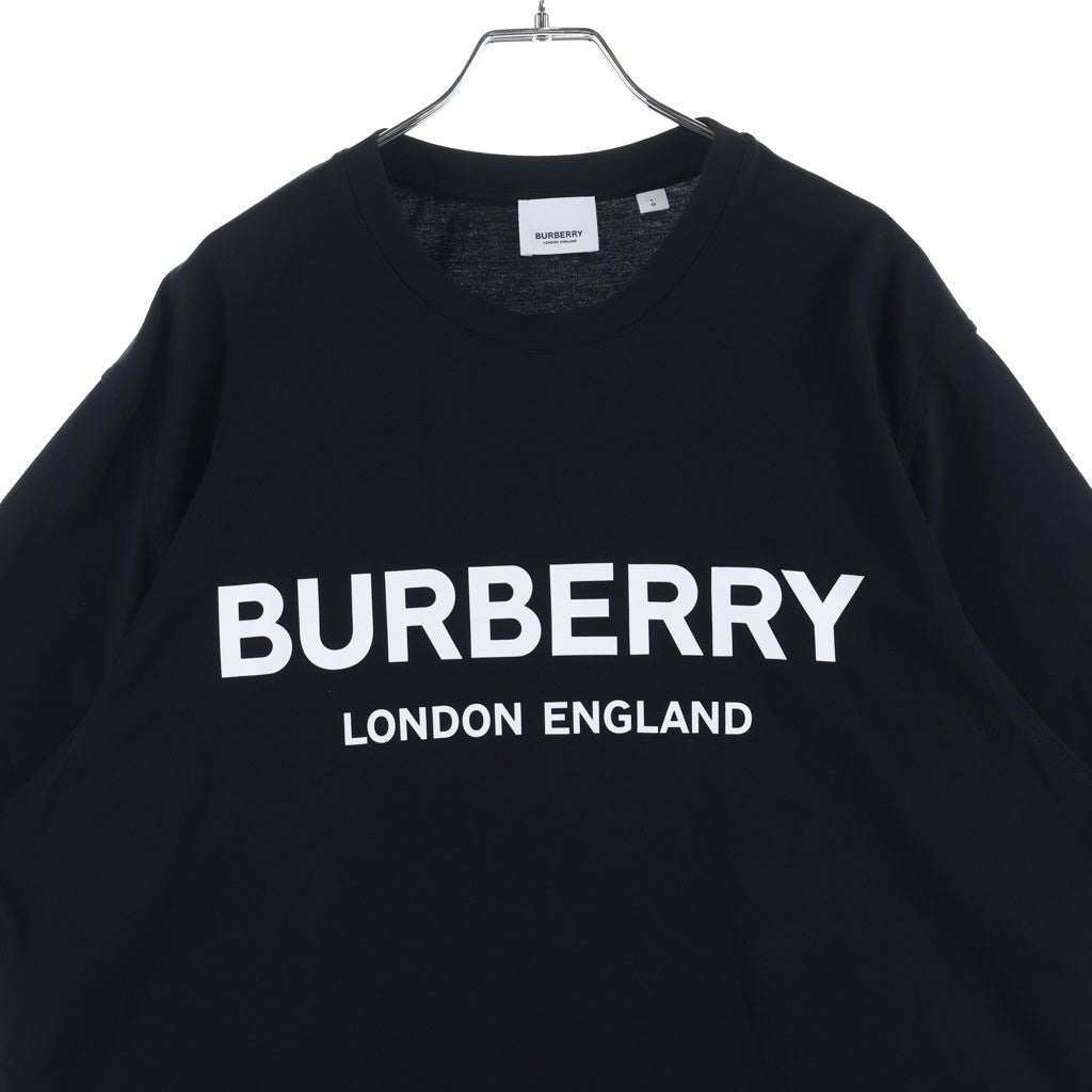 BURBERRY(バーバリー) フロントロゴプリントTシャツ 半袖クルーネックカットソー ブラック 8026016