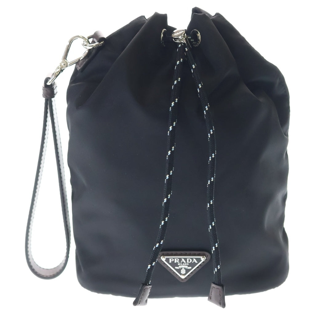 PRADA(プラダ) SPEEDROCK RE-NYLON POUCH スピードロック リナイロン 三角ロゴプレート ポーチ 巾着バッグ ブラック 2NE067