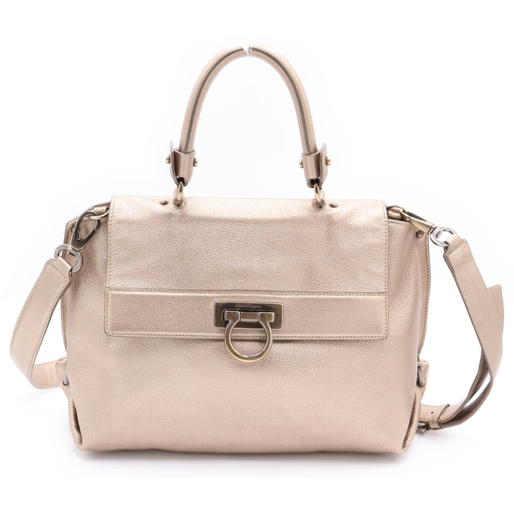 Salvatore Ferragamo(サルヴァトーレ フェラガモ) ガンチーニ ソフィア 2WAY ハンドバッグ ショルダーバッグ ベージュ BW-21 A896 レディース