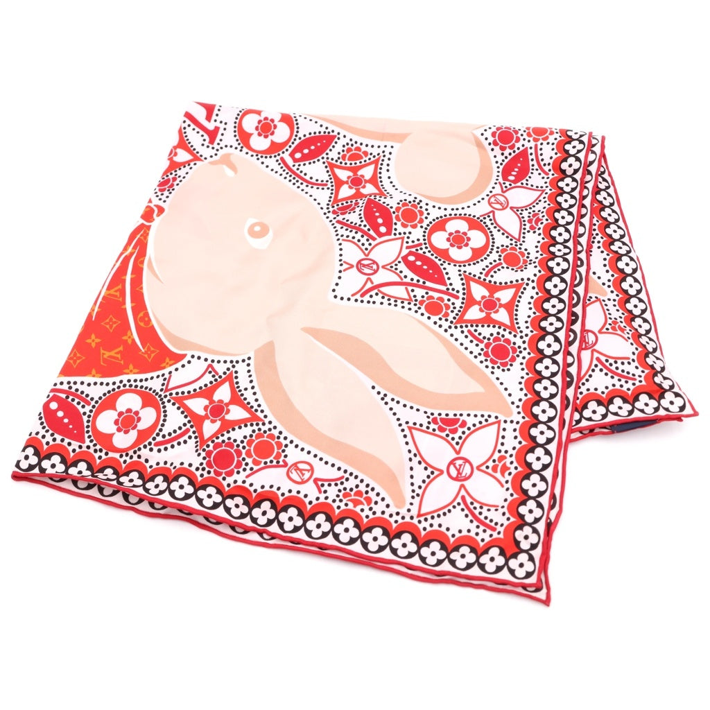 LOUIS VUITTON(ルイヴィトン) 22AW Precious Rabbit Square 70 カレ70 プレシャス ラビット シルク スカーフ レッド M78081 GM5202 レディース