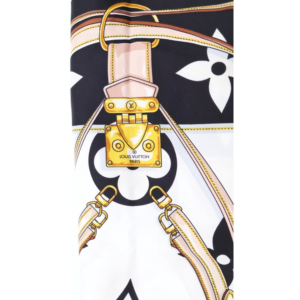 LOUIS VUITTON(ルイヴィトン) 21AW カレ90 アルティメット モノグラム ストラップ チェーンモチーフ シルク スカーフ マルチ M76649 GM1221 レディース
