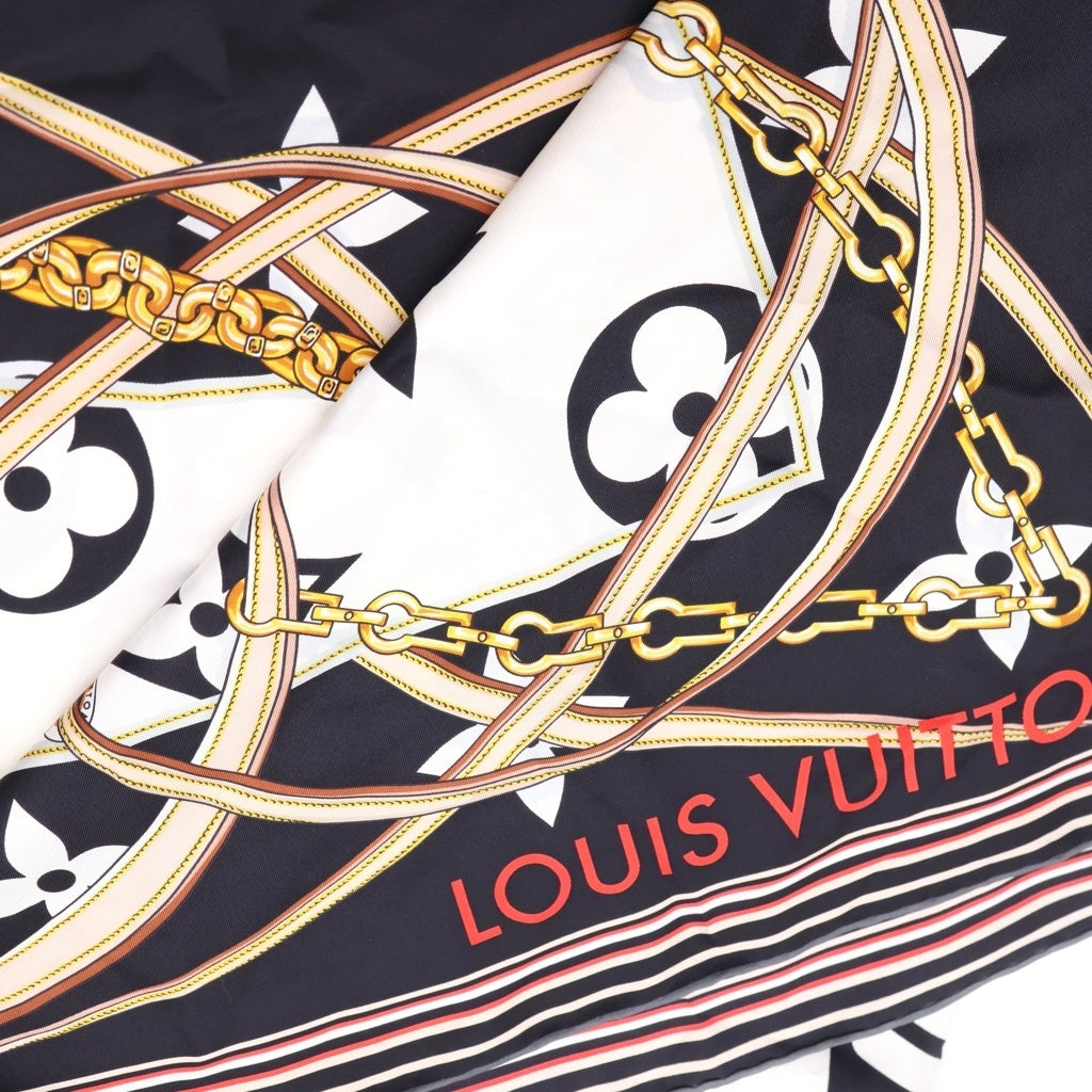 LOUIS VUITTON(ルイヴィトン) 21AW カレ90 アルティメット モノグラム ストラップ チェーンモチーフ シルク スカーフ マルチ M76649 GM1221 レディース