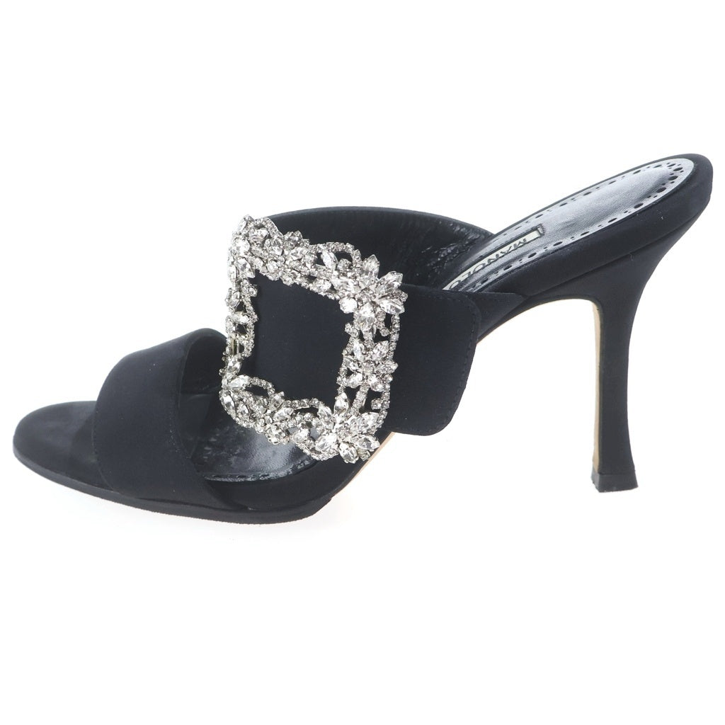 MANOLO BLAHNIK(マノロブラニク) GABLE JEWEL ゲイブル ジュエルバックル ピンヒール サンダル ブラック レディース