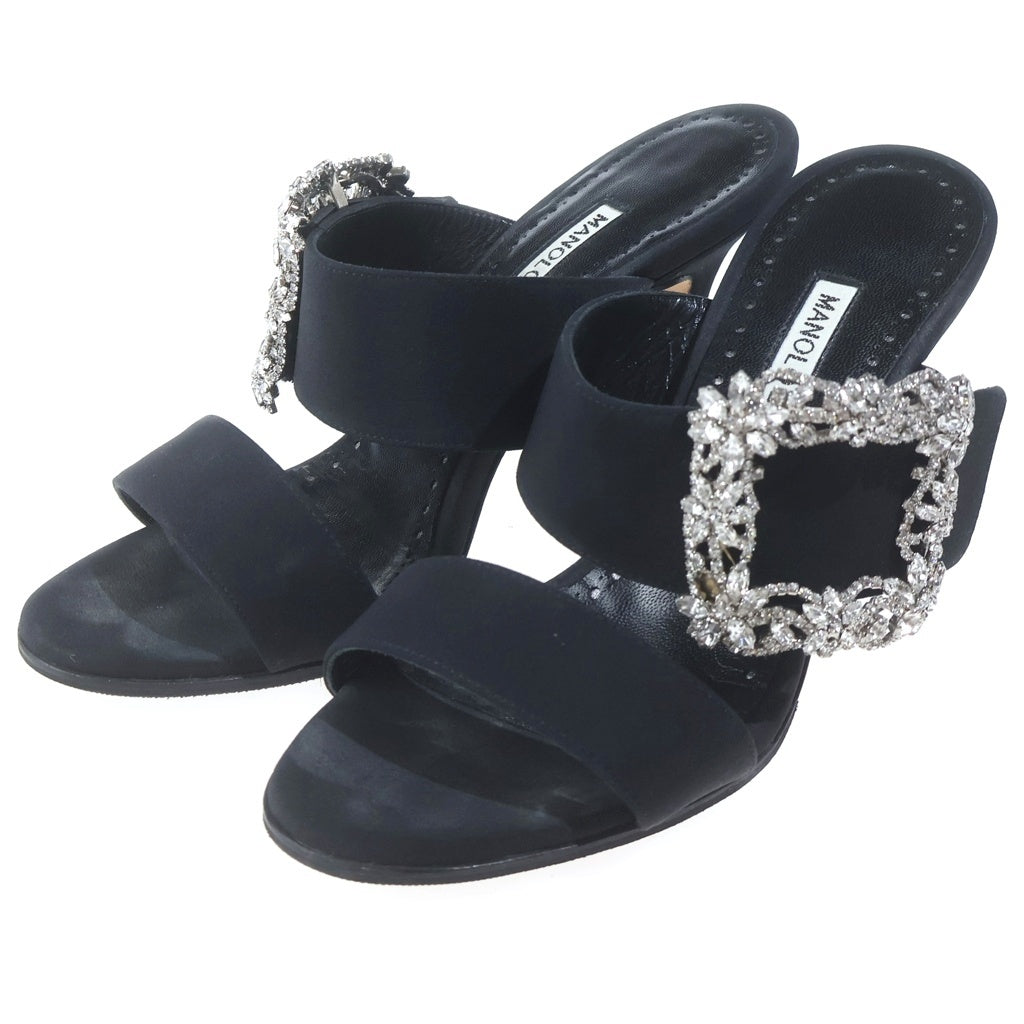 MANOLO BLAHNIK(マノロブラニク) GABLE JEWEL ゲイブル ジュエルバックル ピンヒール サンダル ブラック レディース