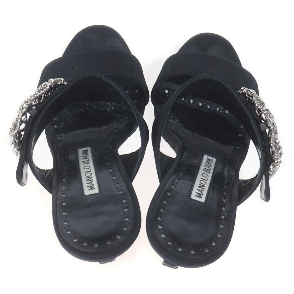 MANOLO BLAHNIK(マノロブラニク) GABLE JEWEL ゲイブル ジュエルバックル ピンヒール サンダル ブラック レディース