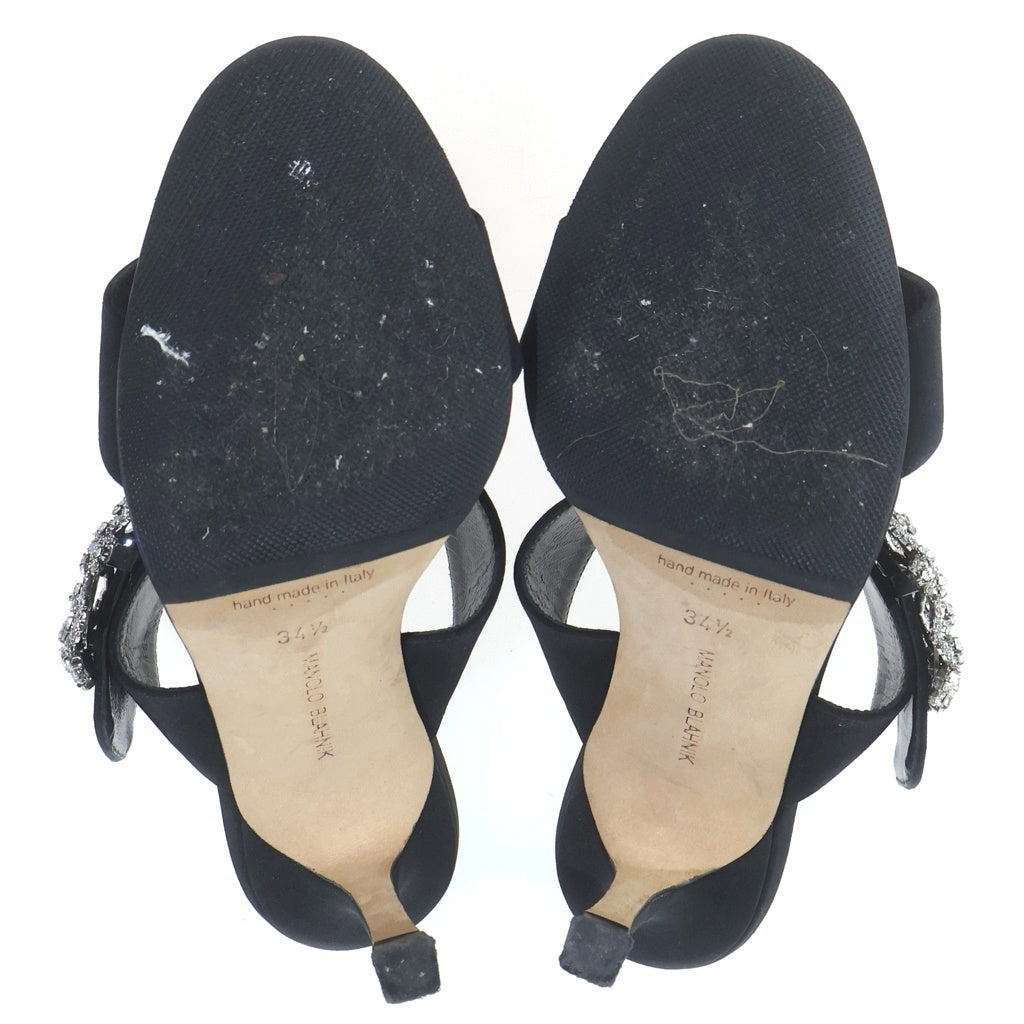 MANOLO BLAHNIK(マノロブラニク) GABLE JEWEL ゲイブル ジュエルバックル ピンヒール サンダル ブラック レディース