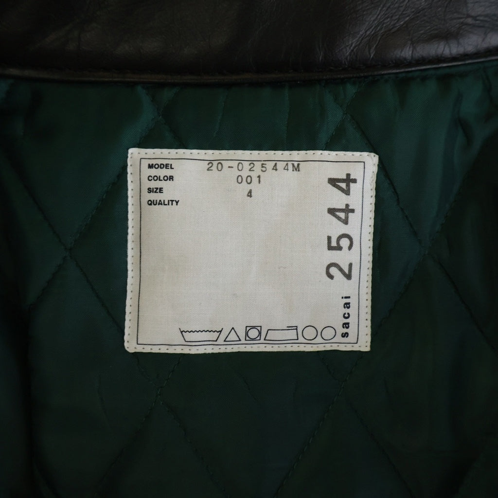 UNDERCOVER(アンダーカバー) 20AW ×sacai 30th Anniversary Knit Panelled Riders Jacket サカイ 30周年記念 レザースリーブ ニット切替え ライダースジャケット ブラック 20-02544M UCZ9207