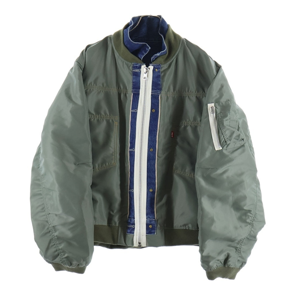 Sacai(サカイ) 25SS ×LEVIS Nylon Twill Reversible Blouson リーバイス ナイロン ツイル リバーシブルブルゾン デニムジャケット カーキ/インディゴ 25-03707M