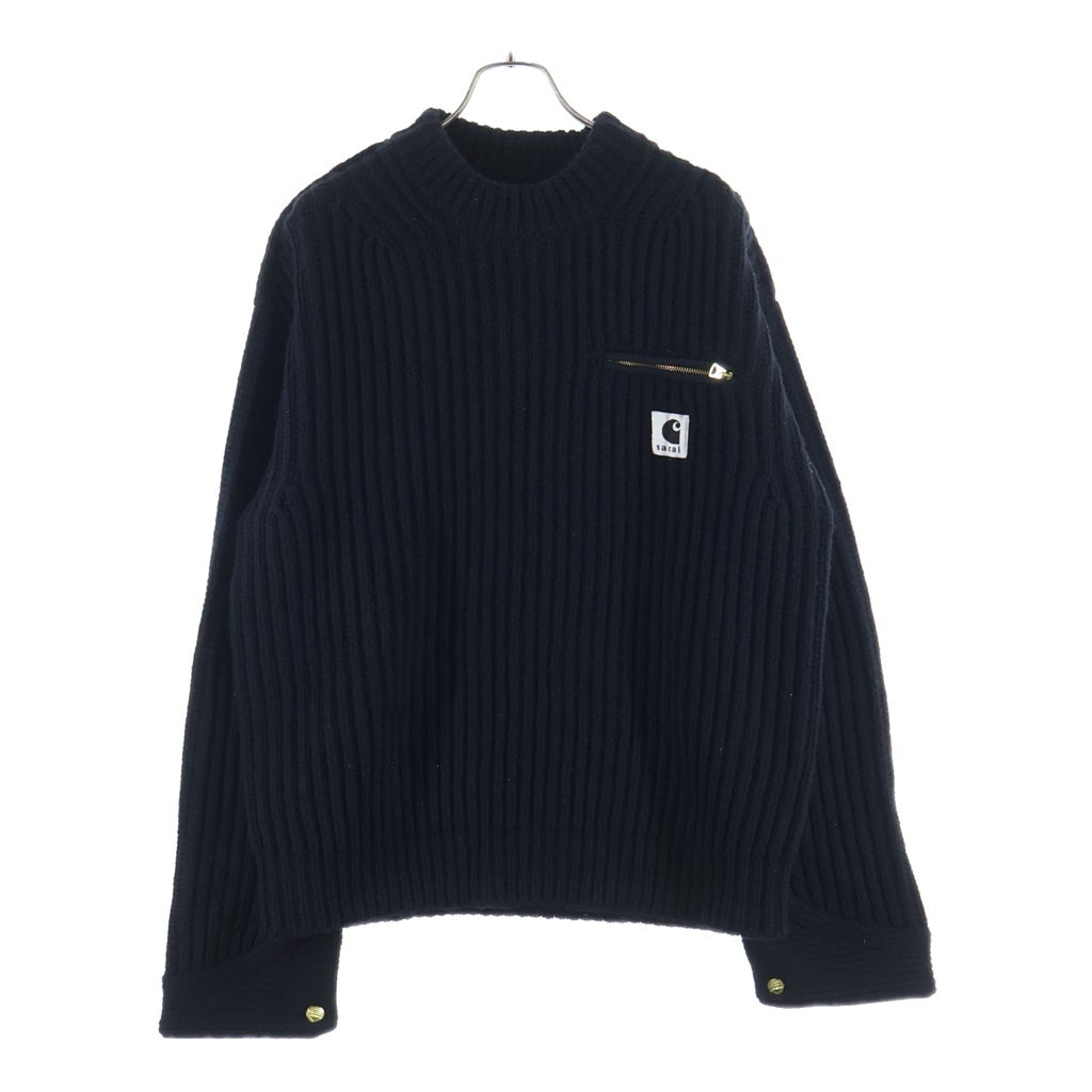 Sacai(サカイ) 23AW ×Carhartt WIP Knit Pullover Detroit カーハート デトロイト プルオーバーニット セーター ブラック 23-03112M