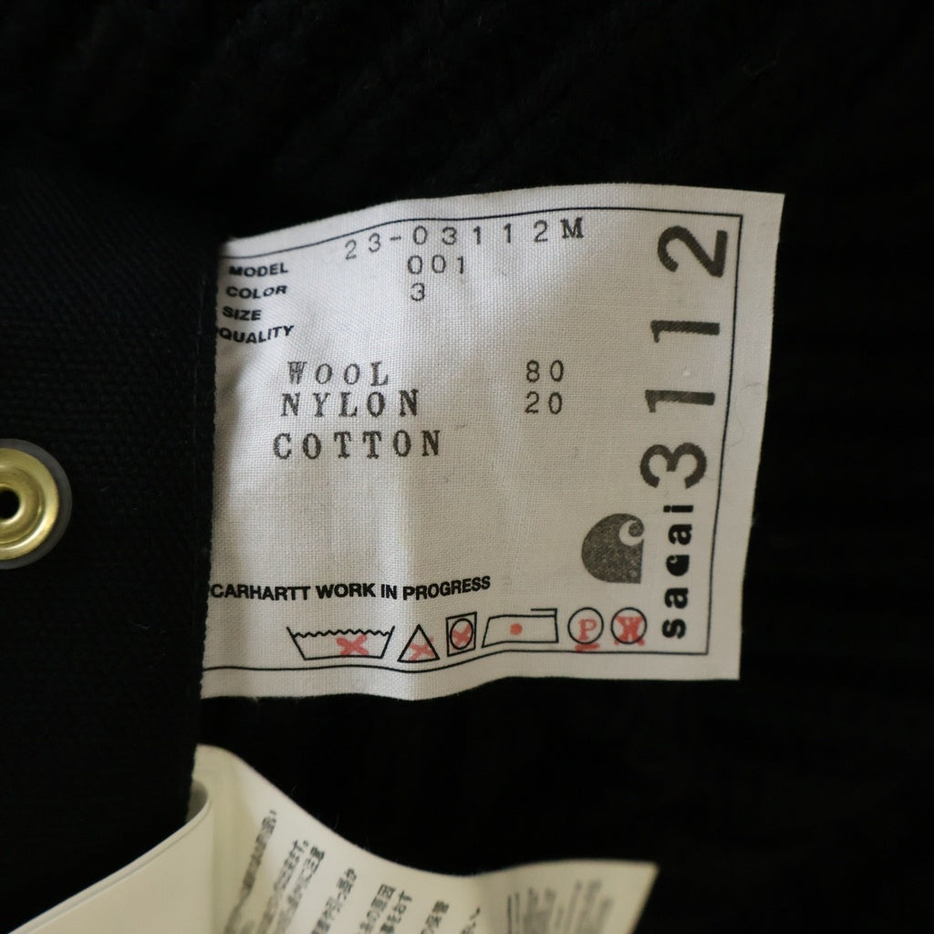 Sacai(サカイ) 23AW ×Carhartt WIP Knit Pullover Detroit カーハート デトロイト プルオーバーニット セーター ブラック 23-03112M