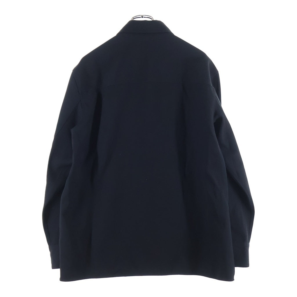 JIL SANDER NAVY(ジルサンダーネイビー) 22AW オフセンター ジップアップ ウール 長袖シャツ ジャケット ブラック J21DL0011 J40002
