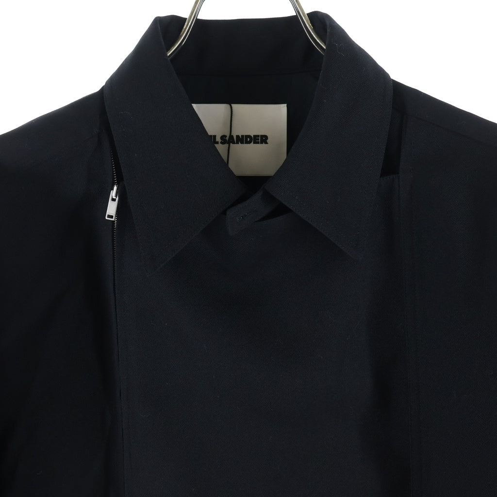 JIL SANDER NAVY(ジルサンダーネイビー) 22AW オフセンター ジップアップ ウール 長袖シャツ ジャケット ブラック J21DL0011 J40002