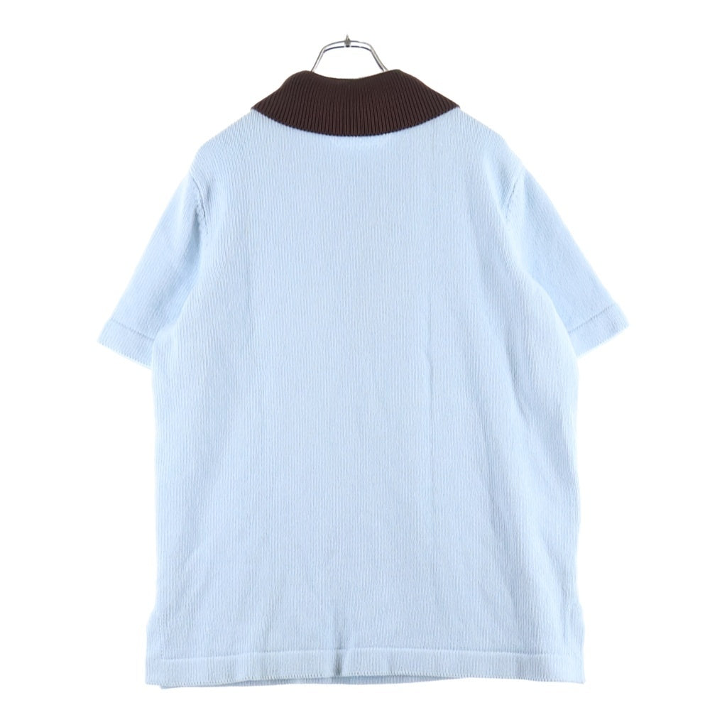 JIL SANDER(ジルサンダー) 22SS SHORT SLEEVE COTTON KNIT POLO SHIRT ショートスリーブ コットンニット ポロシャツ パステルブルー/ブラウン JSMU752014