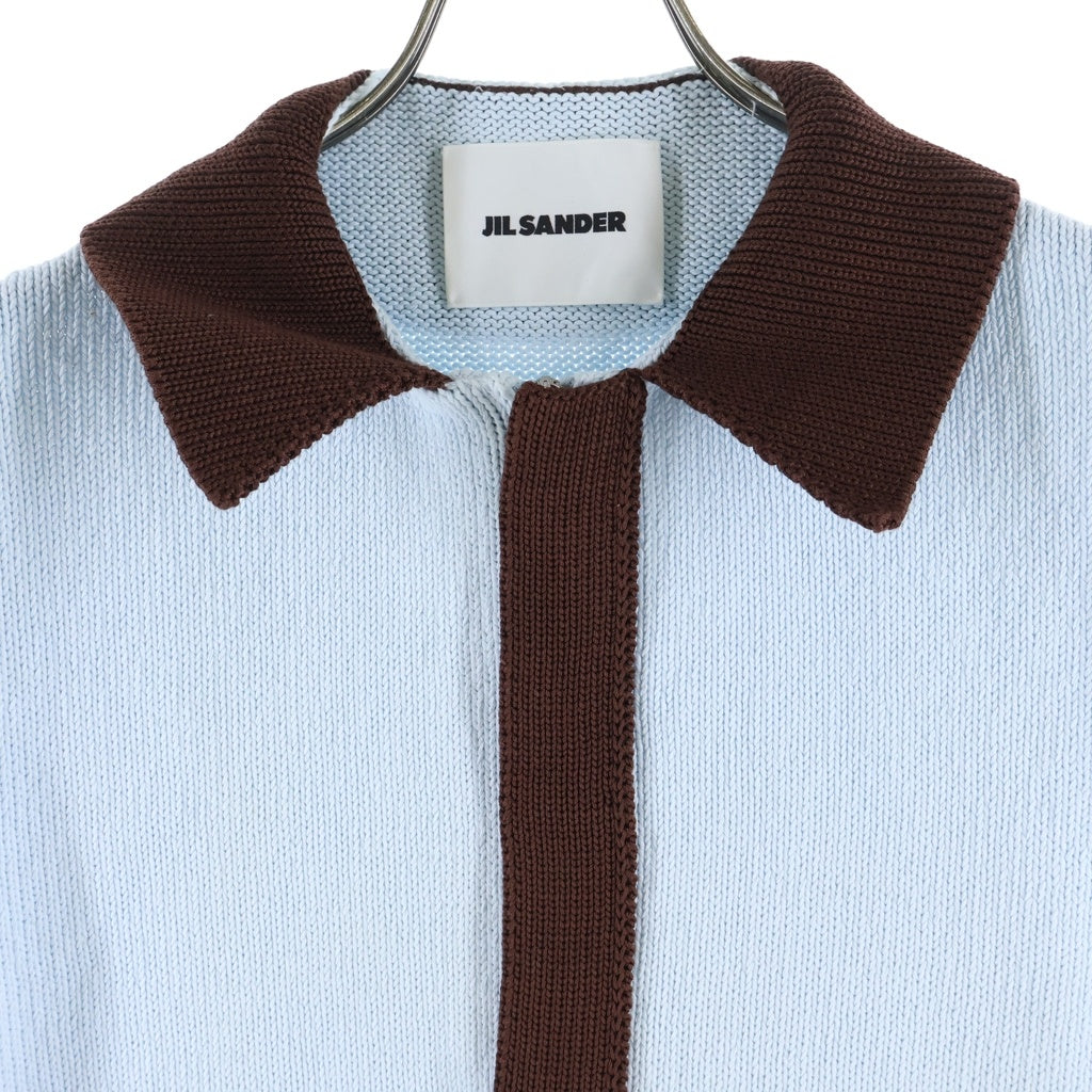 JIL SANDER(ジルサンダー) 22SS SHORT SLEEVE COTTON KNIT POLO SHIRT ショートスリーブ コットンニット ポロシャツ パステルブルー/ブラウン JSMU752014