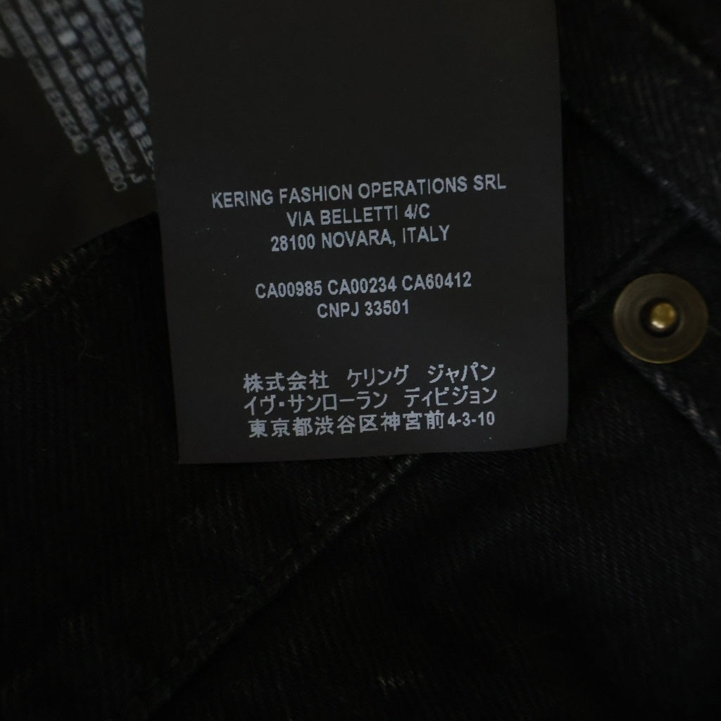 SAINT LAURENT PARIS(サンローランパリ) D24 M/SK-MW ウォッシュ加工 レザーロゴパッチ ジップフライ デニムスキニーパンツ ブラック 622876 Y500R
