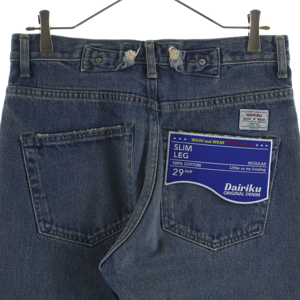 DAIRIKU(ダイリク) 22AW SLIM COATING DENIM PANTS ボタンフライ スリムコーティングデニムパンツ ジーンズ インディゴ/ブラック D-4