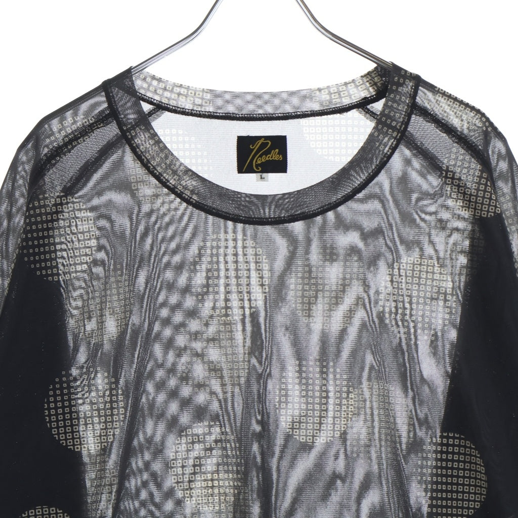 Needles(ニードルス) L/S U NECK TEE POLY MESH ドット柄 ポリメッシュ クルーネック長袖Tシャツ ロングスリーブカットソー グレー LQ259