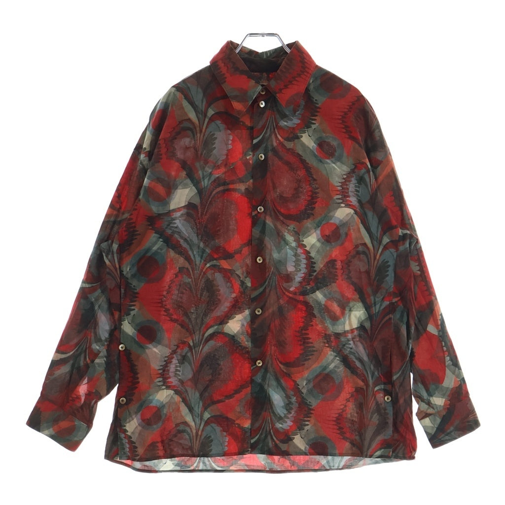 LEMAIRE(ルメール) 22AW REGULAR COLLAR TWISTED SHIRT レギュラーカラー 総柄 ツイステッド長袖シャツ レッド SH305 LF855