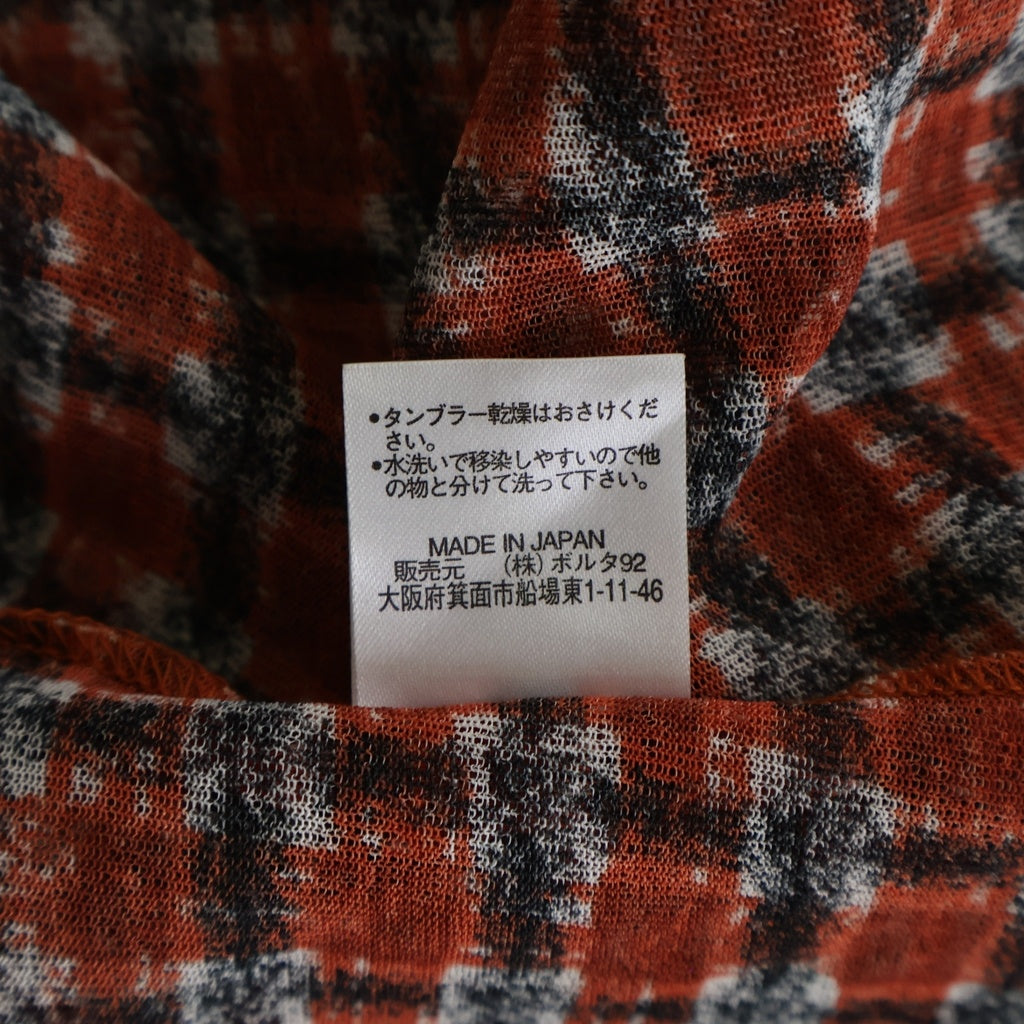 Jean Paul GAULTIER(ジャンポールゴルチエ) ポリエステル チェック総柄 シアー半袖Tシャツ カットソー レッド