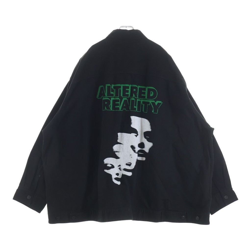RAF SIMONS(ラフシモンズ) 22AW DENIM JACKET WITH LEATHER PATCH レザーパッチ バックグラフィックプリント デニムジャケット ブラック 222-723