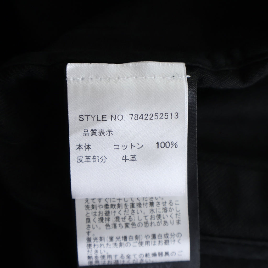 RAF SIMONS(ラフシモンズ) 22AW DENIM JACKET WITH LEATHER PATCH レザーパッチ バックグラフィックプリント デニムジャケット ブラック 222-723