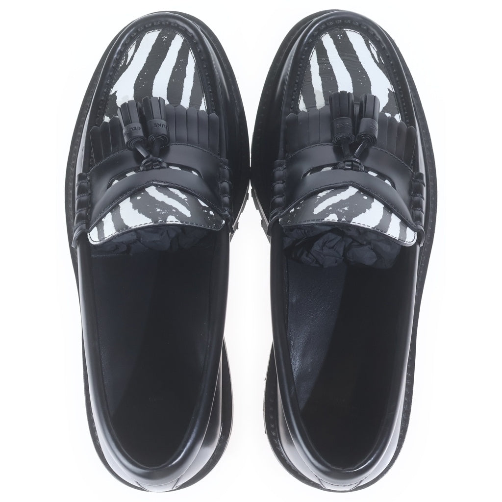 CELINE(セリーヌ) 22SS MARGARET CHUNKY LOAFER マーガレット チャッキー ゼブラ柄 タッセルローファー ブラック 346533654C.38AW
