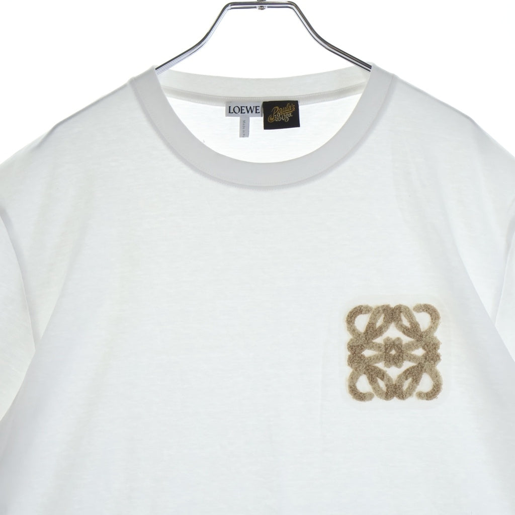 LOEWE(ロエベ) 24SS PAULA'S IBIZA パウラズ イビザ パイル アナグラムロゴ刺繍 クルーネック 半袖Tシャツ カットソー ホワイト H616Y22X67