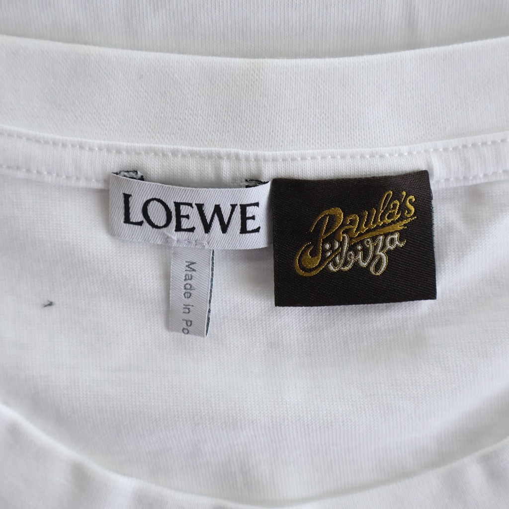 LOEWE(ロエベ) 24SS PAULA'S IBIZA パウラズ イビザ パイル アナグラムロゴ刺繍 クルーネック 半袖Tシャツ カットソー ホワイト H616Y22X67