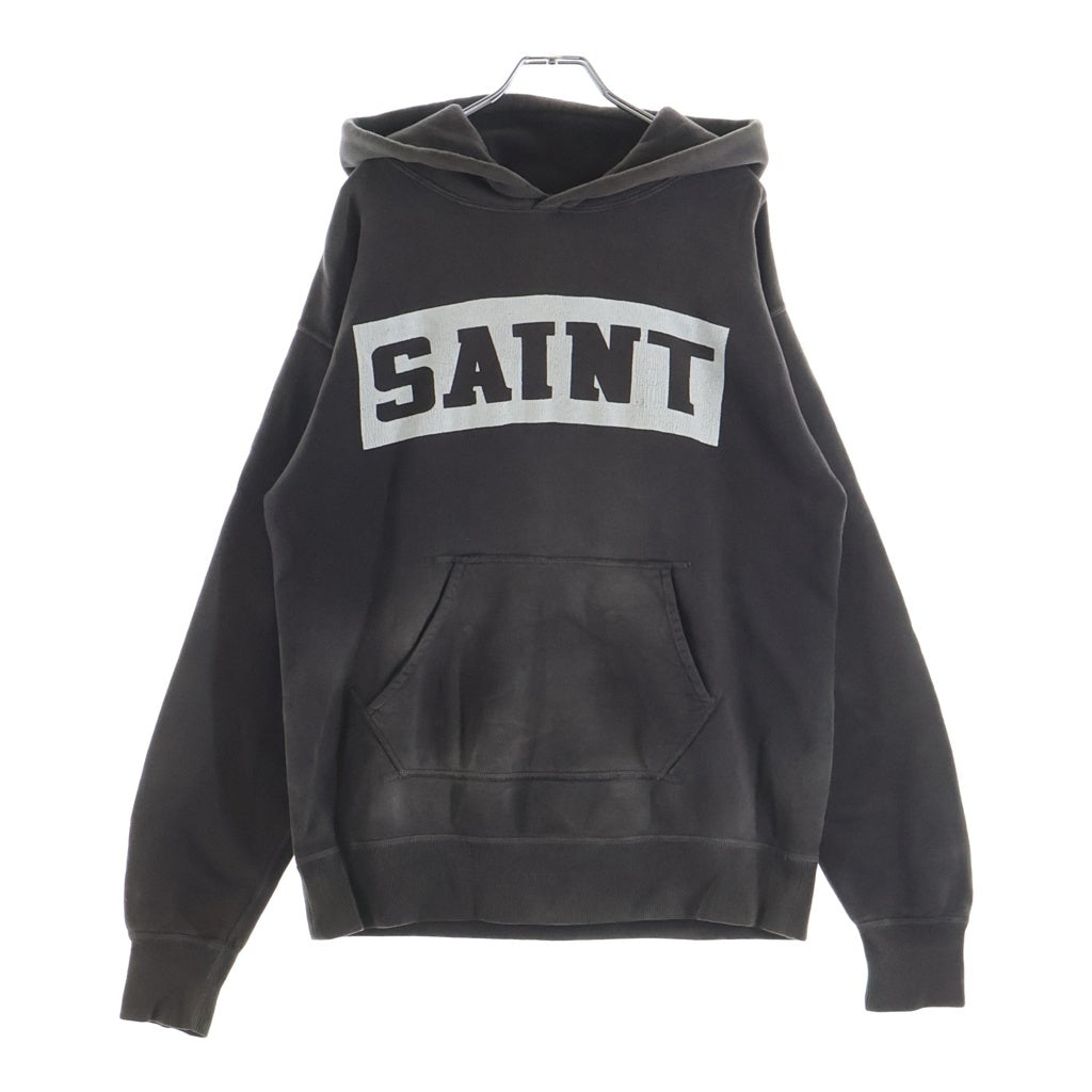 SAINT MICHAEL(セントマイケル) 21AW HOODIE SPINNER ヴィンテージ加工 フロントロゴ 両面プリント プルオーバースウェットパーカー フーディー グレー SM-A21-0000-036