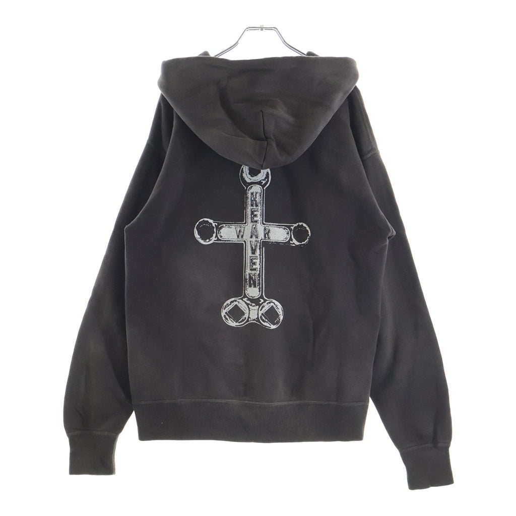 SAINT MICHAEL(セントマイケル) 21AW HOODIE SPINNER ヴィンテージ加工 フロントロゴ 両面プリント プルオーバースウェットパーカー フーディー グレー SM-A21-0000-036