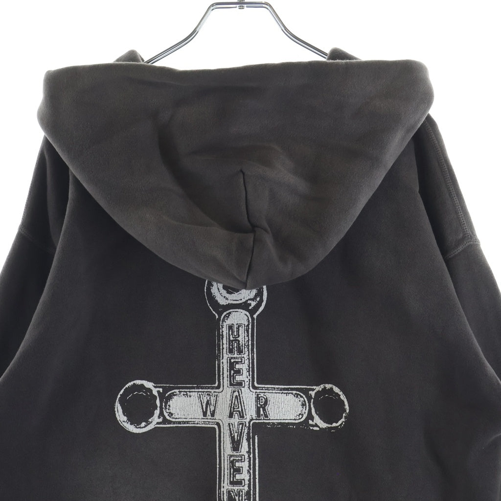 SAINT MICHAEL(セントマイケル) 21AW HOODIE SPINNER ヴィンテージ加工 フロントロゴ 両面プリント プルオーバースウェットパーカー フーディー グレー SM-A21-0000-036