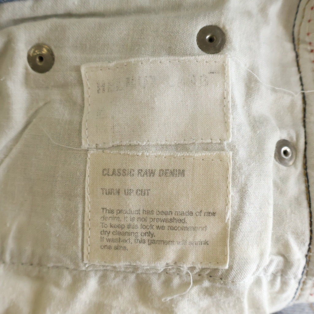 HELMUT LANG(ヘルムートラング) 90S ARCHIVE CLASSIC RAW CUT DENIM TURN UP アーカイブ 本人期 ボタンフライ クラシック ロー ストレートデニム ジーンズ インディゴ