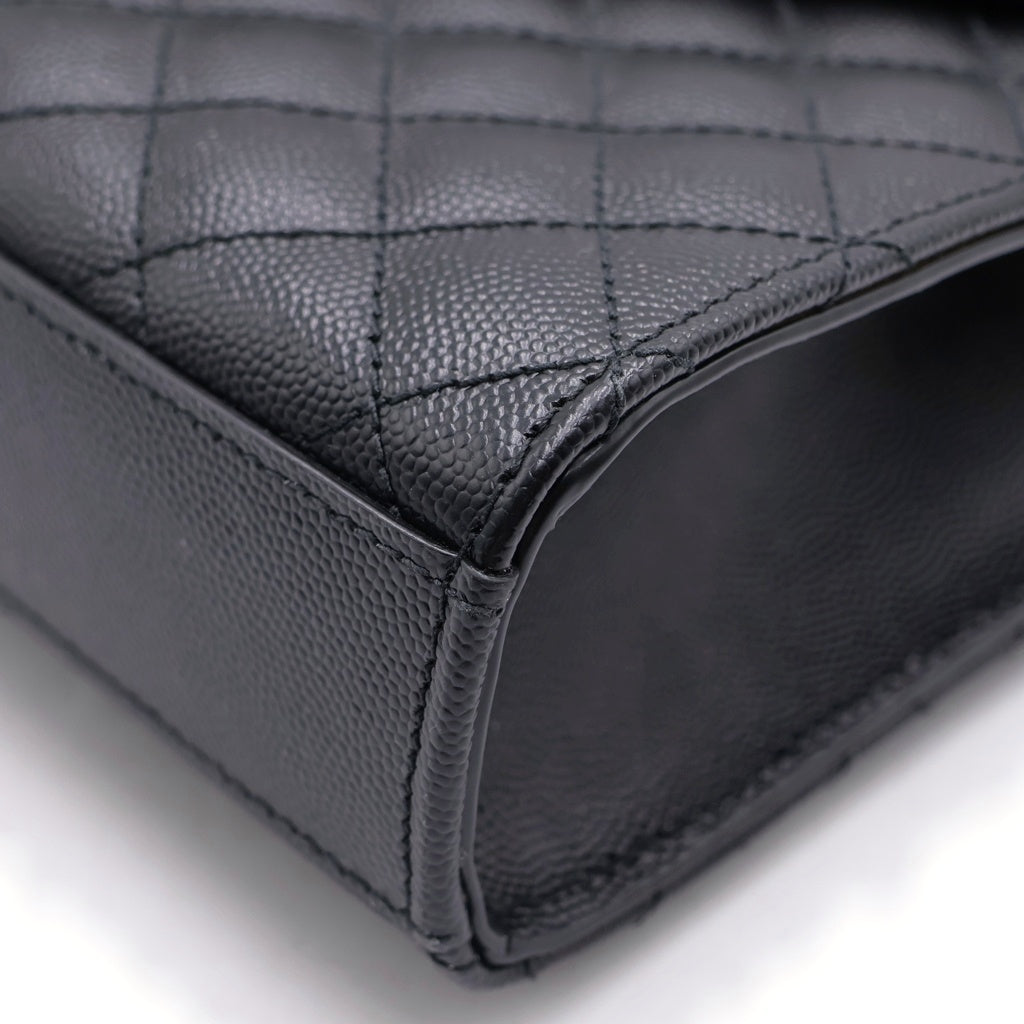 SAINT LAURENT PARIS(サンローランパリ) エンヴェロップ ミディアム グレイン ド プードル キルティングレザー チェーン ショルダーバッグ ブラック/ゴールド 600185 レディース