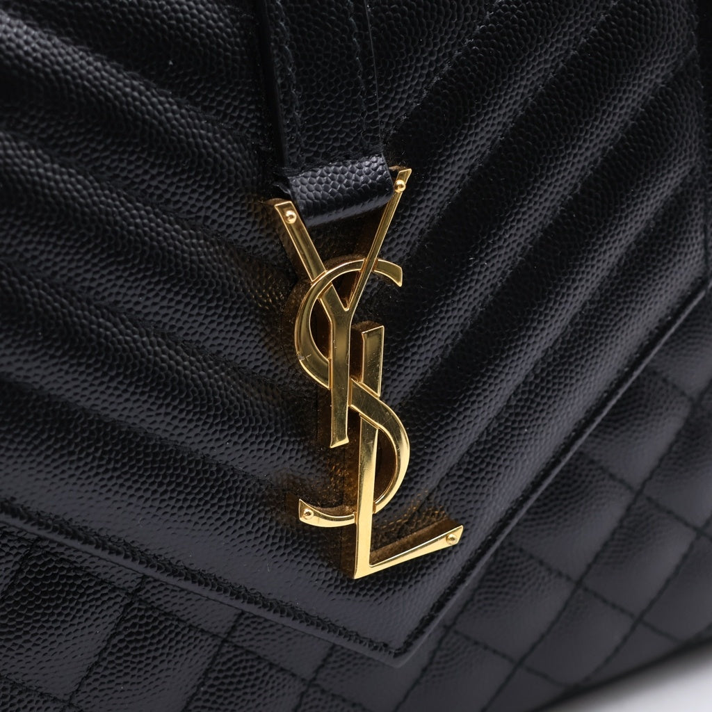 SAINT LAURENT PARIS(サンローランパリ) エンヴェロップ ミディアム グレイン ド プードル キルティングレザー チェーン ショルダーバッグ ブラック/ゴールド 600185 レディース
