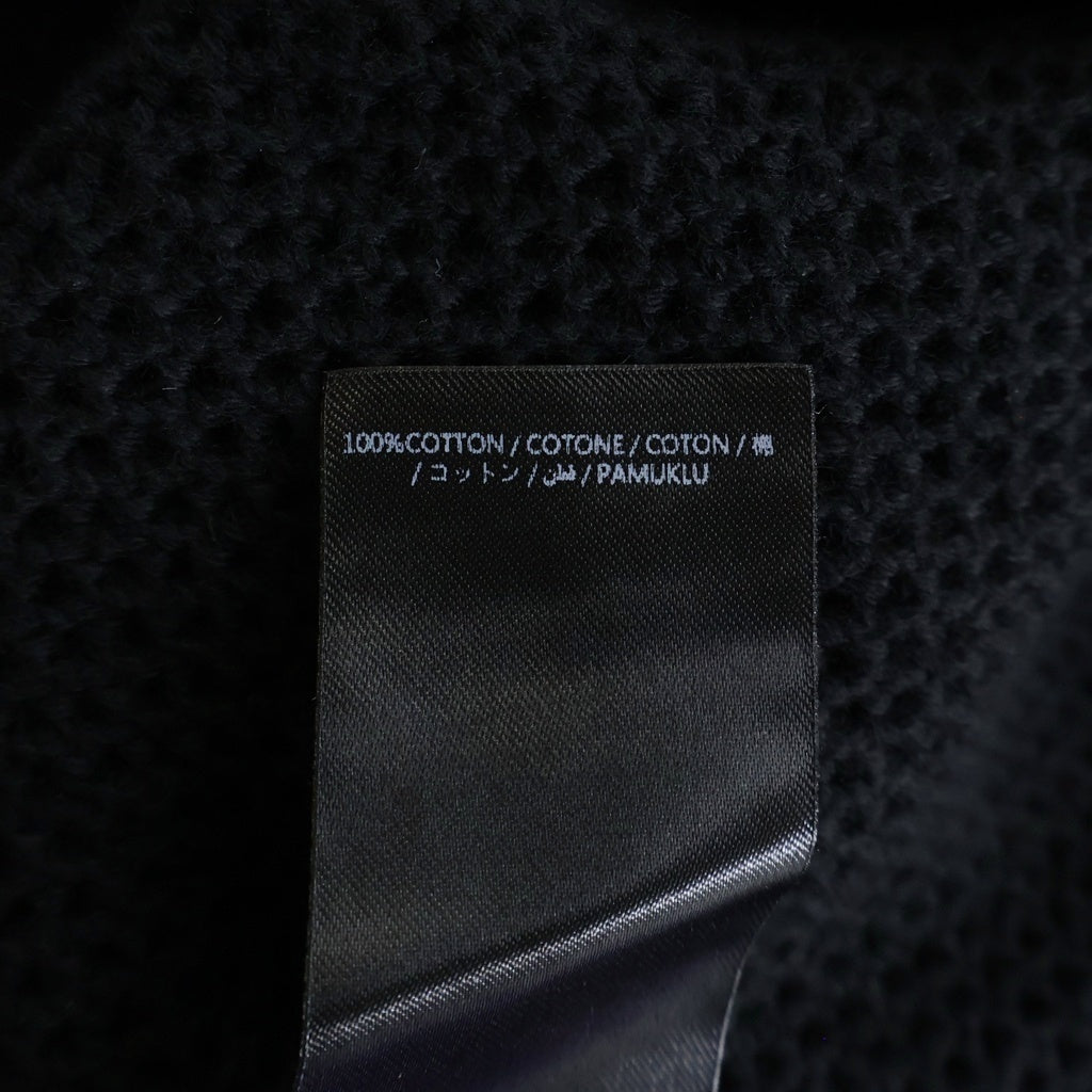 AMIRI(アミリ) 25AW HOLLYWOOD AUTO MESH SHIRT ハリウッドオートメッシュ コットン 両面ロゴエンブロイダリー 半袖ニットシャツ ブラック AMKNIR1028