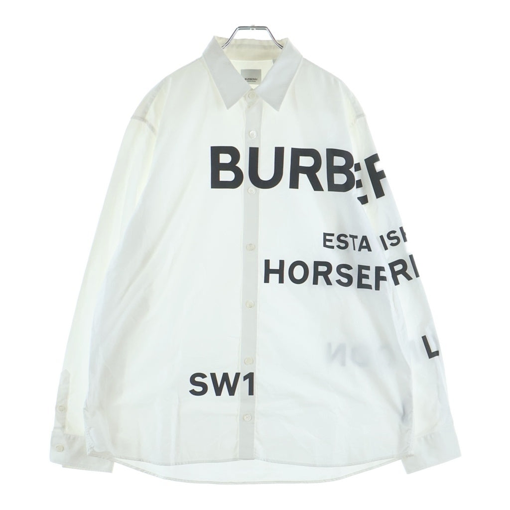 BURBERRY(バーバリー) 20SS Horseferry ホースフェリー ロゴプリント 長袖シャツ ホワイト 8023776
