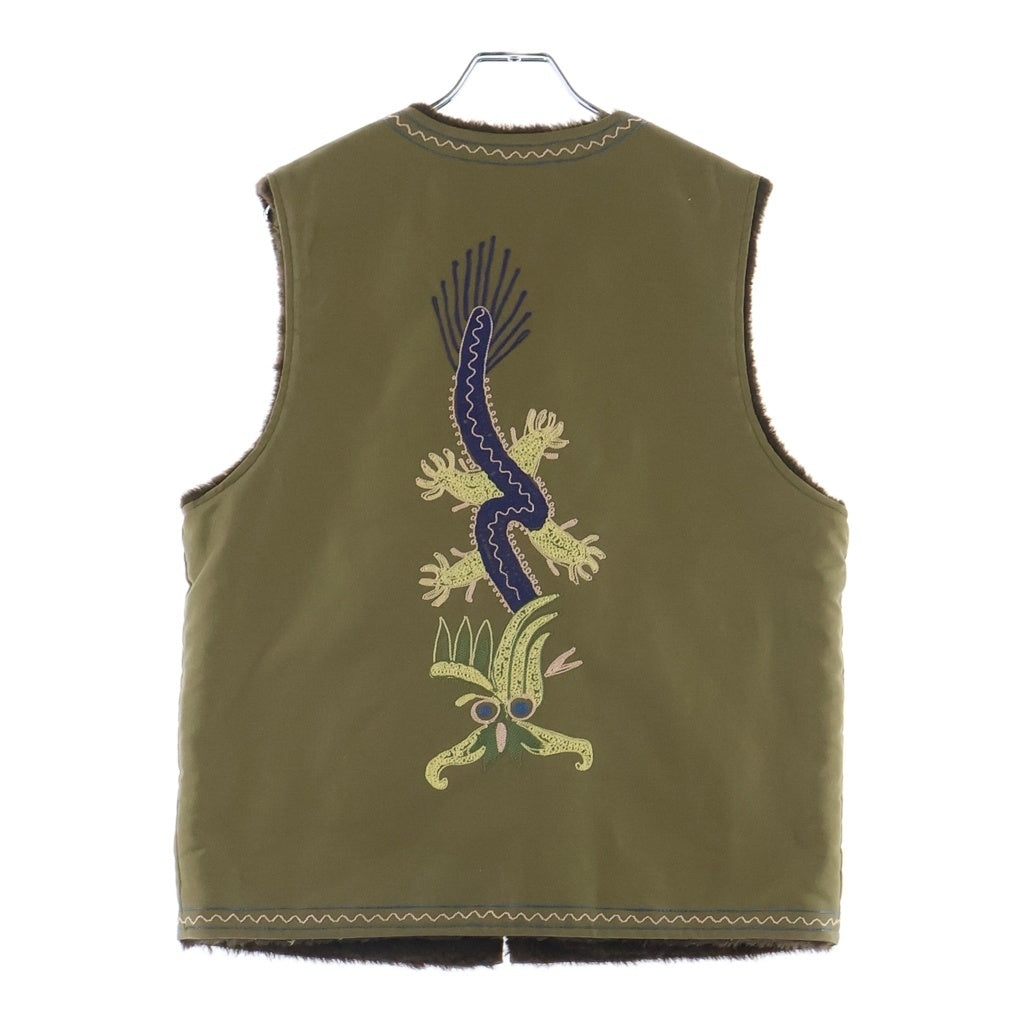 THE REAL McCOY'S(ザリアルマッコイ) U.S.N. ALPACA VEST/DRAGON ドラゴン刺繍 アルパカ ジップアップデッキベスト カーキ 191-1-16