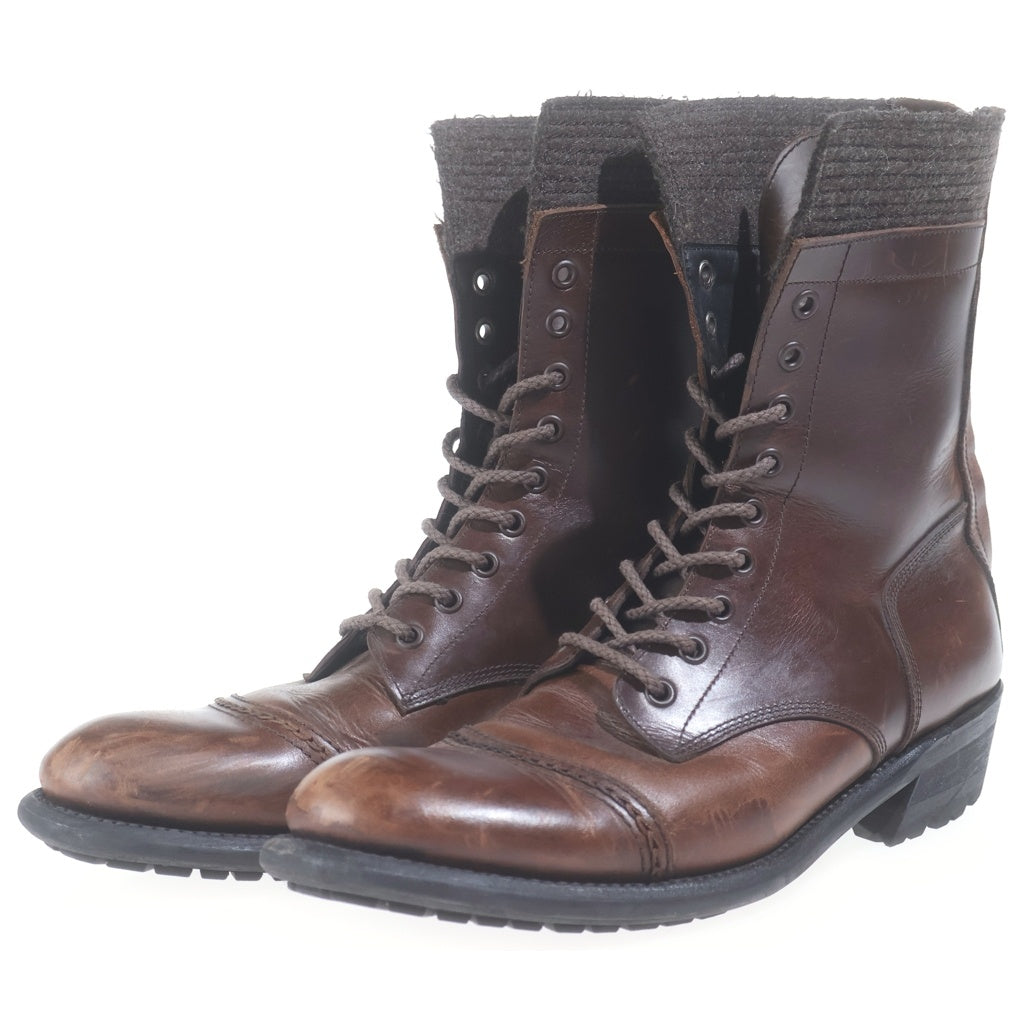 5351 POUR LES HOMMES(5351プールオム) BACK ZIP LACE UP BOOTS バックジップ レースアップ ブーツ ブラウン