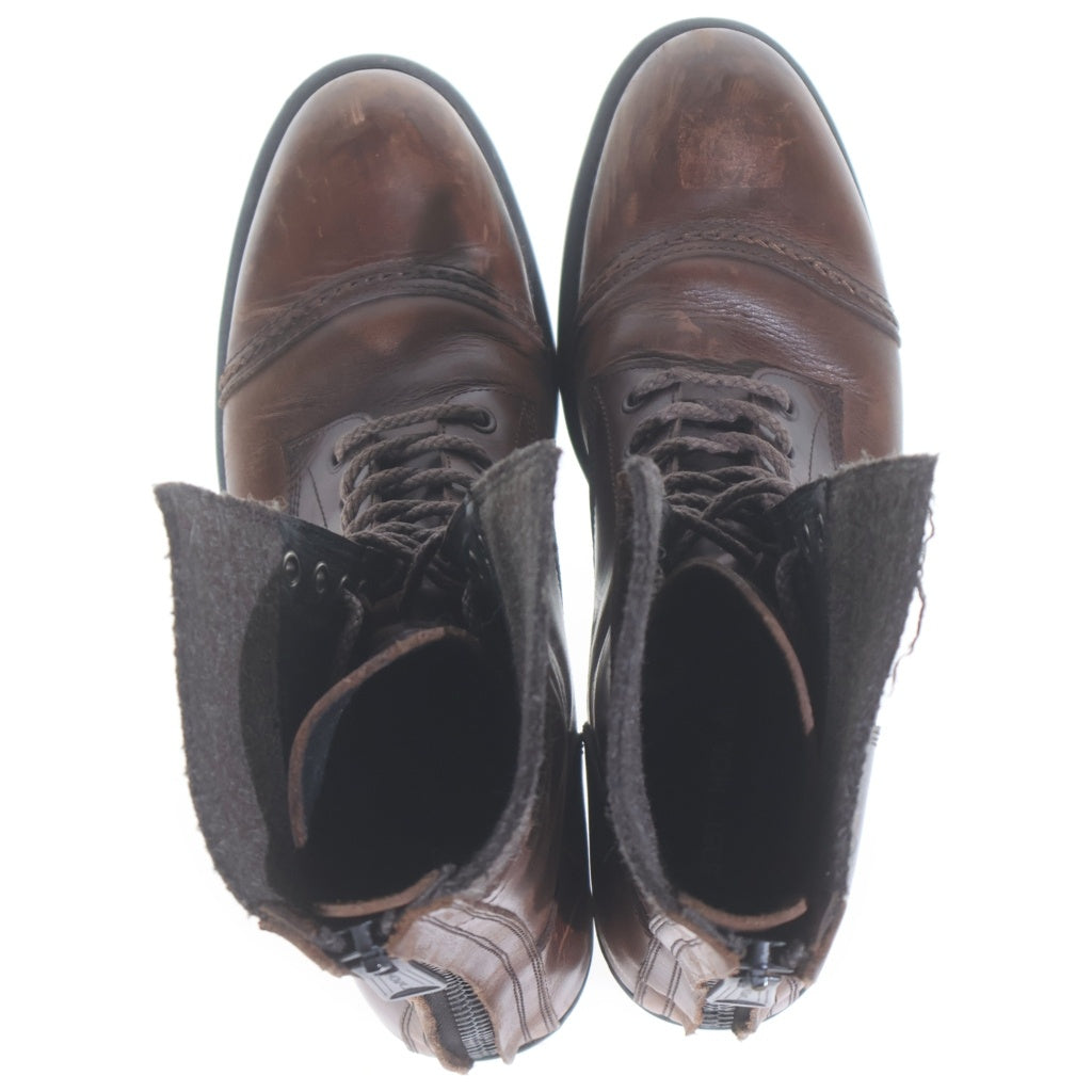 5351 POUR LES HOMMES(5351プールオム) BACK ZIP LACE UP BOOTS バックジップ レースアップ ブーツ ブラウン