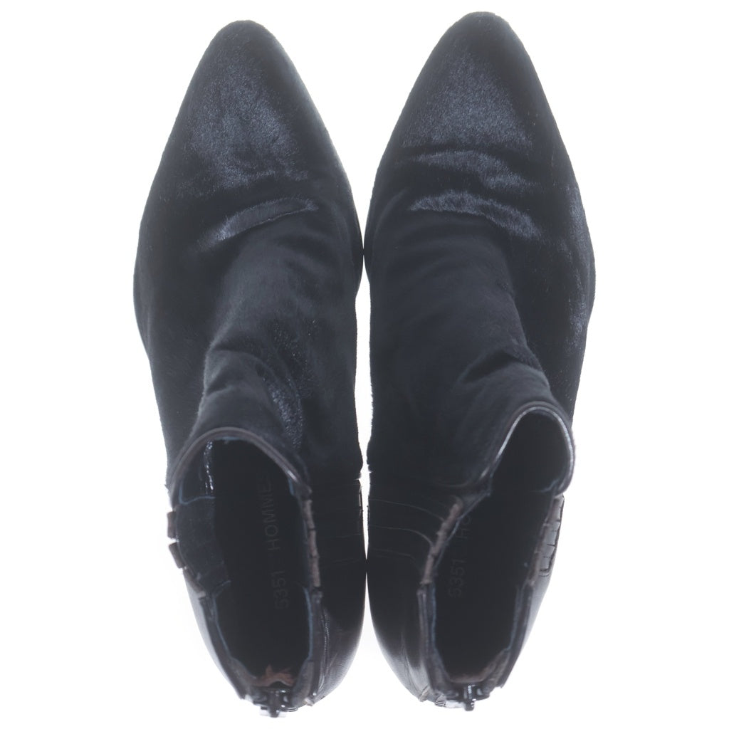 5351 POUR LES HOMMES(5351プールオム) HARAKO BACK ZIP UP BOOTS ハラコ バックジップアップ ブーツ ブラック