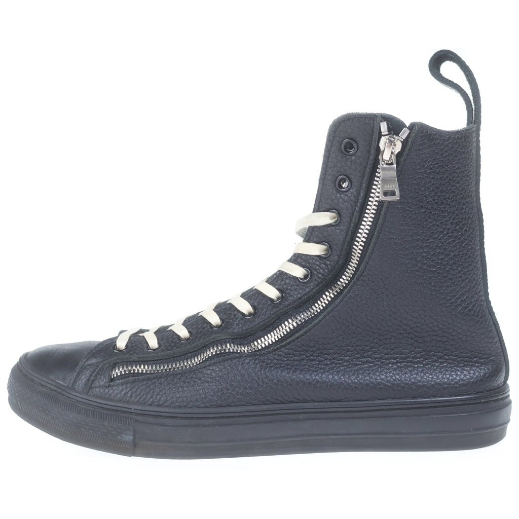 5351 POUR LES HOMMES(5351プールオム) SIDE ZIP UP LEATHER HIGH CUT SNEAKERS サイドジップアップ レザー ハイカット スニーカー ブラック