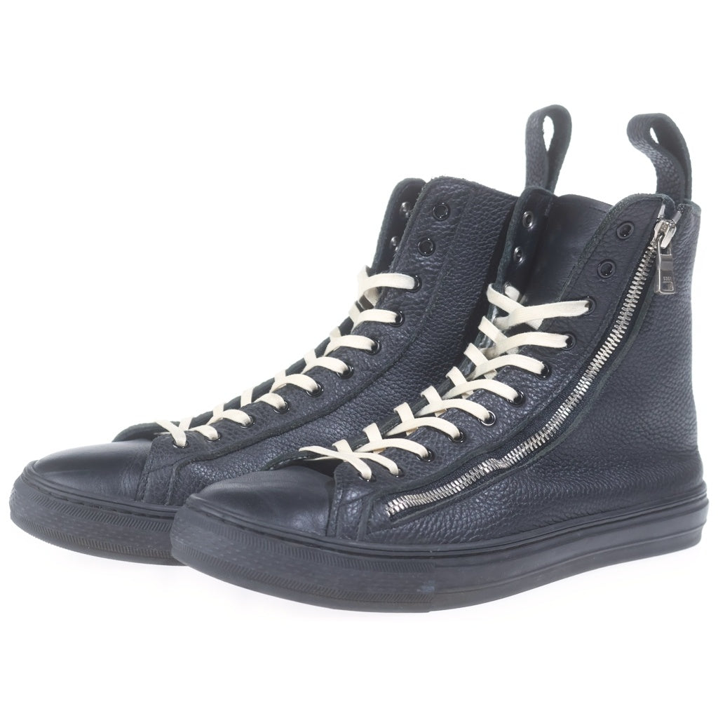 5351 POUR LES HOMMES(5351プールオム) SIDE ZIP UP LEATHER HIGH CUT SNEAKERS サイドジップアップ レザー ハイカット スニーカー ブラック