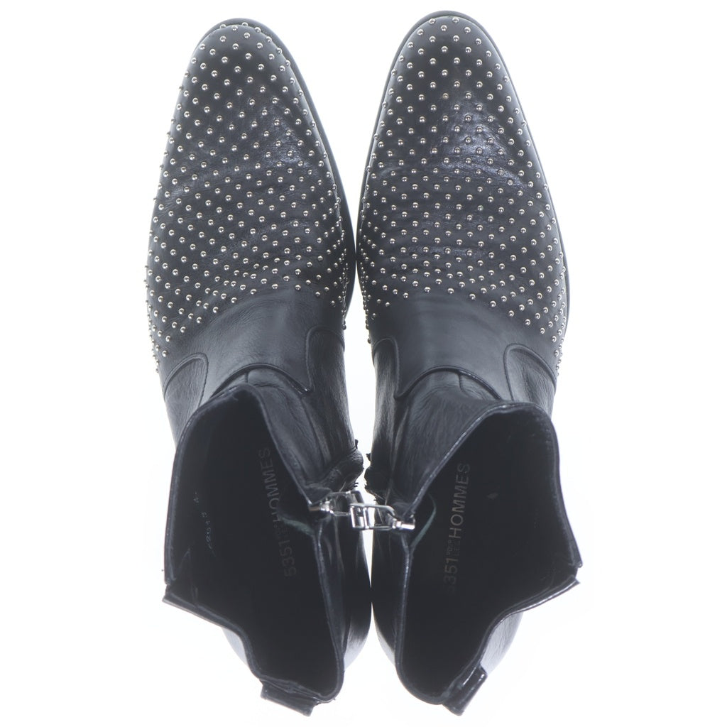 5351 POUR LES HOMMES(5351プールオム) STUDS REATHER SHORT BOOTS スタッズ レザー ショート ブーツ ブラック